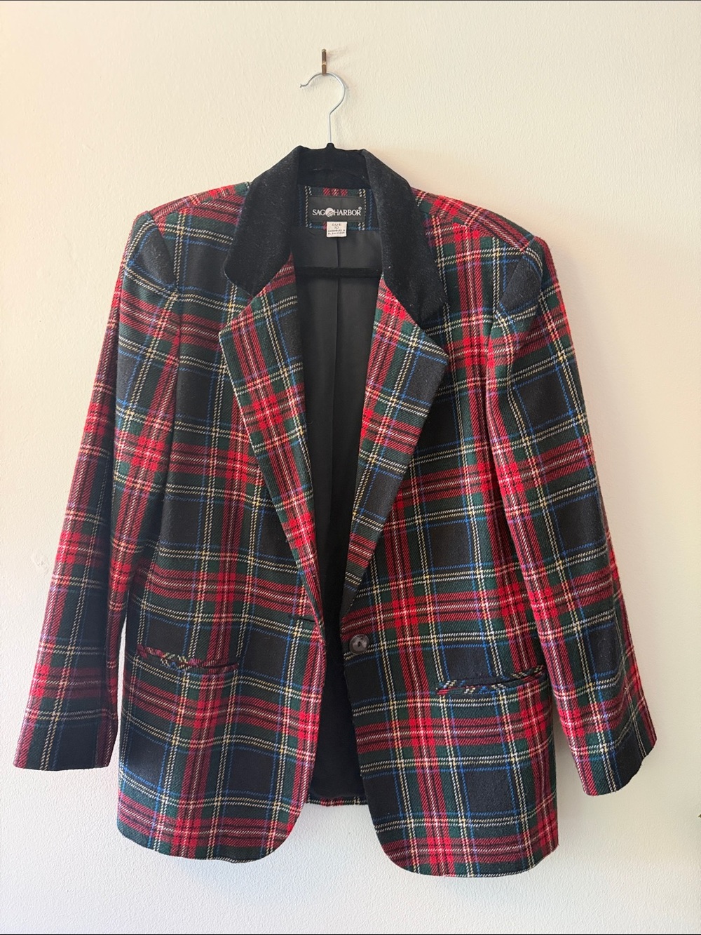 Sag Harbor Black and Red Plaid Blazer Jacket